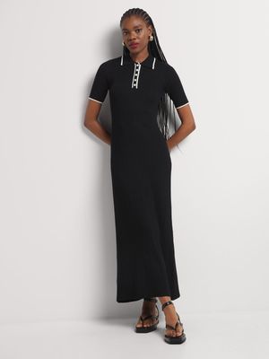 Tipped Polo Column Dress