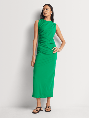 Column Ruched Sleeveless dress Green