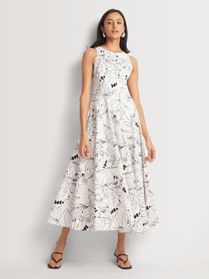 Fit & Flare Panelled Dress Midi Scribble