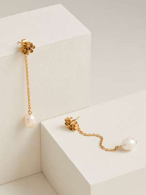 Women's Iconography Gold Plated Pearl Drop Earring