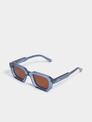 milk* eyewear Unisex Jules Brown Tint Lens Blue Sunglasses