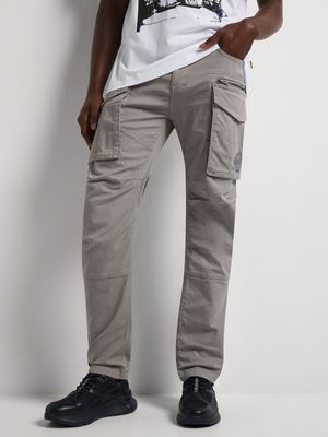 Fabiani Men's Zipped Grey Utility Twill Pants