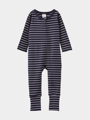 Cotton On Baby Navy The Long Sleeve Rib Romper