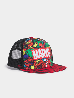 Jet Younger Boys Red/Black Marvel Trucker Cap