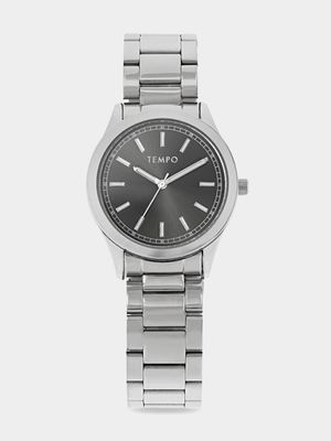 Tempo Men's Minimalist Silver-Tone & Grey Dial Watch