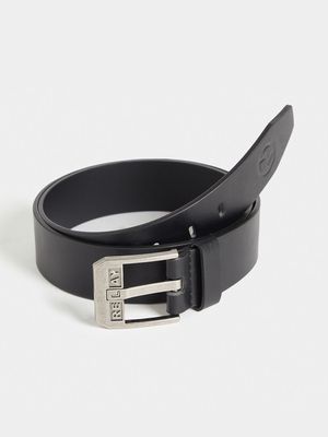 Men's Relay Jeans Black Branded Prong Belt