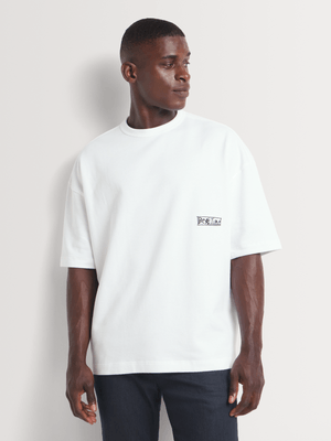 Men's Markham Oversized Half Sleeve White Graphic T-Shirt