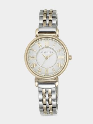 Anne Klein Ladies Roman Numeral Silver And Gold Tone Bracelet Watch