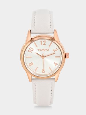 Tempo Rose Plated Silver Tone Dial Sand Leather Watch