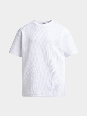 Jet Teen Boys White Textured T-Shirt