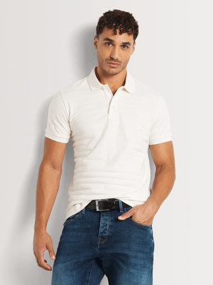 Men's Markham Textured Tonal Stripe Button Milk Golfer