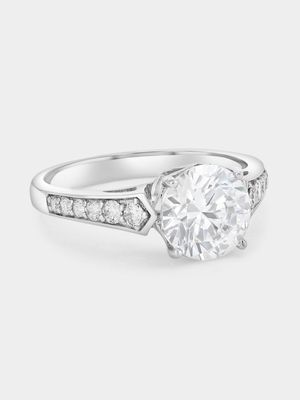 Cheté Sterling Silver Cubic Zirconia Round Solitaire Channel Ring