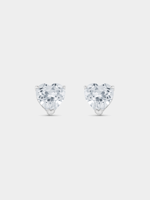 Cheté Sterling Silver Cubic Zirconia Women’s Heart Stud Earrings