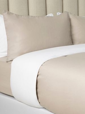 Everynight Reversible Cotton Duvet Cover Set Stone/White