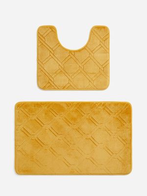 Jet Home Ochre 2 Piece Embossed Bath Mat