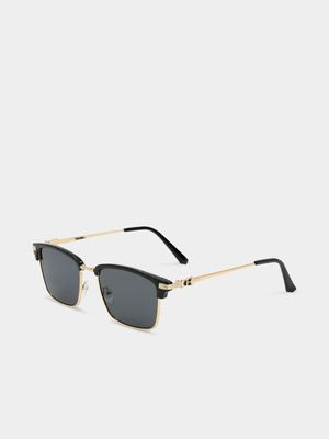 Men's Markham Inlay Clubmaster Gold Sunglasses