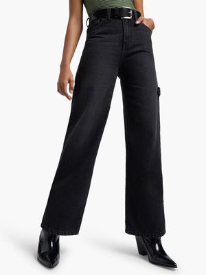 Women's Charcoal Wide Leg Jeans