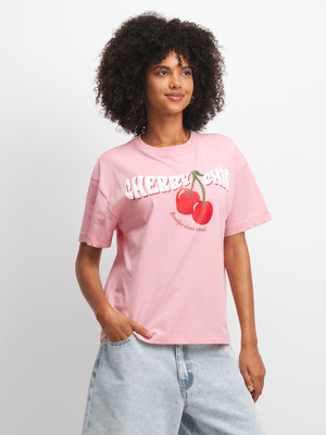 Women's Pink Graphic Print T-Shirt