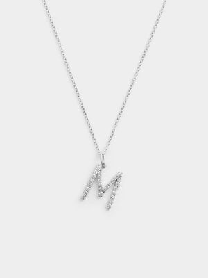 Cheté Sterling Silver Cubic Zirconia “M” Initial Pendant