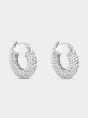 Sterling Silver Chunky Ridged Hoop Earrings