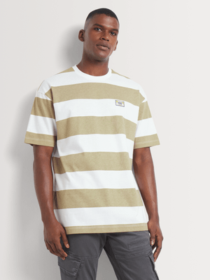 Men's Markham Bold Stripe Graphic Print Stone T-Shirt