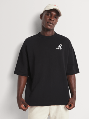 Men's Mrkham Oversized Half Sleeve Black Graphic T-Shirt