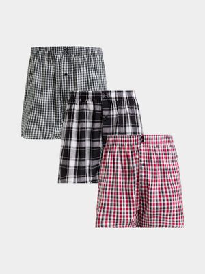 Jet Men's Multicolour Check 3 Pack Boxer Shorts