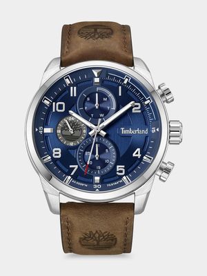 Timberland Men's Henniker II Stainless Steel Brown Leather Chronograph Watch