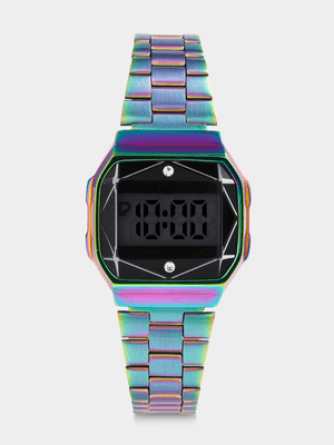 MX Iridescent Hexagonal Black Digital Bracelet Watch