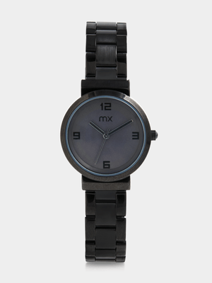 MX Black Plated Charcoal Dial Bracelet Watch