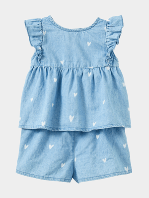 Cotton On Baby Blue Bessy Flutter Sleeve Top And Shorts