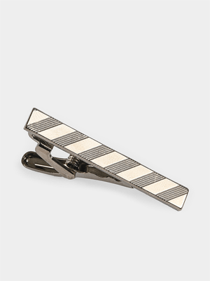 Men's Markham Stripe SIlver Metal Tie Clip