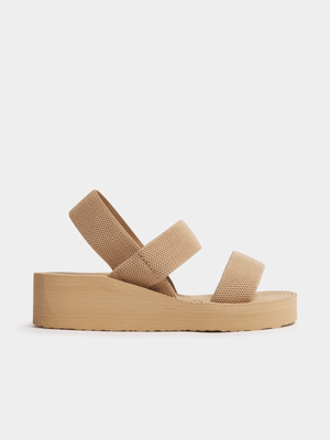 Women's Natural Elastic Strap Wedges