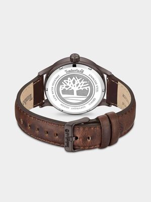 Timberland Trumbull Brown Plated Brown Dial Dark Brown Leather Strap Watch