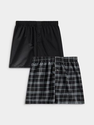 Jet Older Boys Black/Grey 2 Pack Boxers