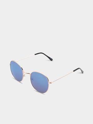 Men's Markham Casual Round Gold Sunglasses