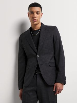 Men's Markham Skinny Textured Slate Charcoal Grey Suit Jacket