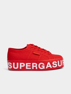 Women's Superga 2790 Lettering Platform Red/Red Sneaker