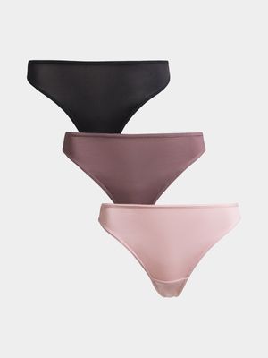 Jet Women's Multicolour 3 Pack Thong