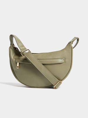 Women's Green Half Moon Crossbody Bag