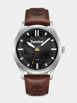 Timberland Rambush Stainless Steel Black Dial Brown Leather Watch