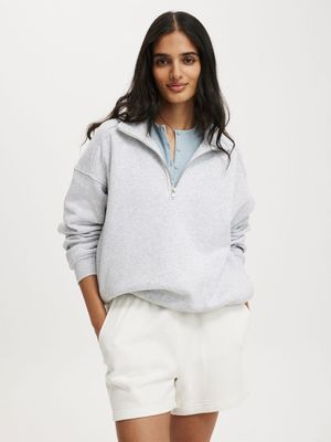 Women's Cotton On Grey Classic Fleece Oversized Half Zip Sweater