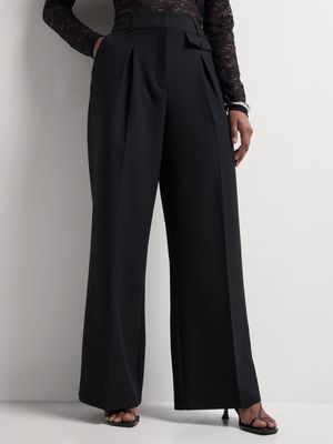 Wide Leg Pleated Mini Pocket Pants