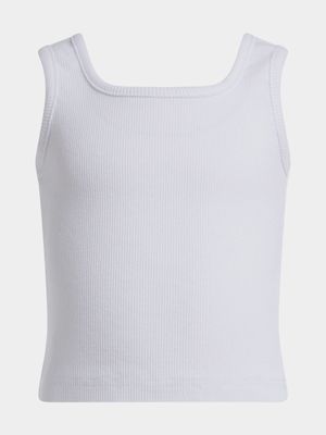 Jet Younger Girls White Rib Vest