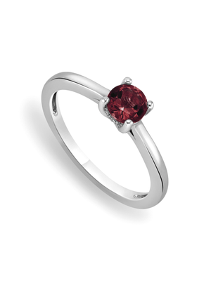 Sterling Silver Diamond & Garnet Birthstone Ring