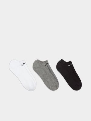 Nike Unisex Everyday Cushioned No-Show 3 pack Multicolour Socks