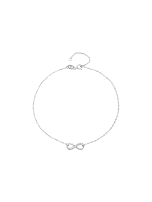 Sterling Silver Cubic Zirconia Infinity Ankle Bracelet