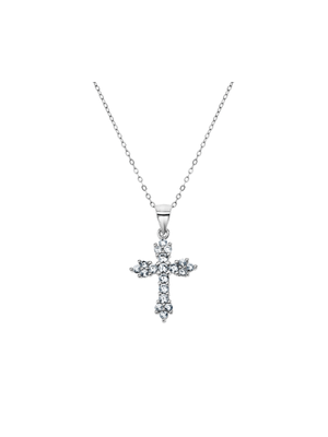 Sterling Silver Cubic Zirconia Radiant Cross Pendant