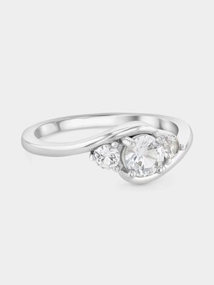 Classic Sterling Silver Diamond Trilogy Ring