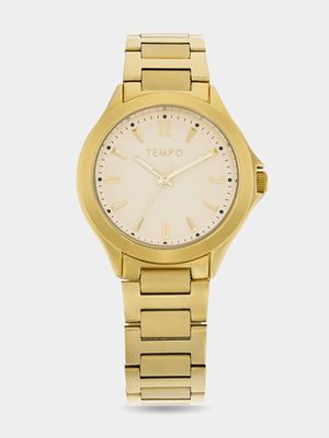 Tempo Man Gold Tone Sunray Dial Watch